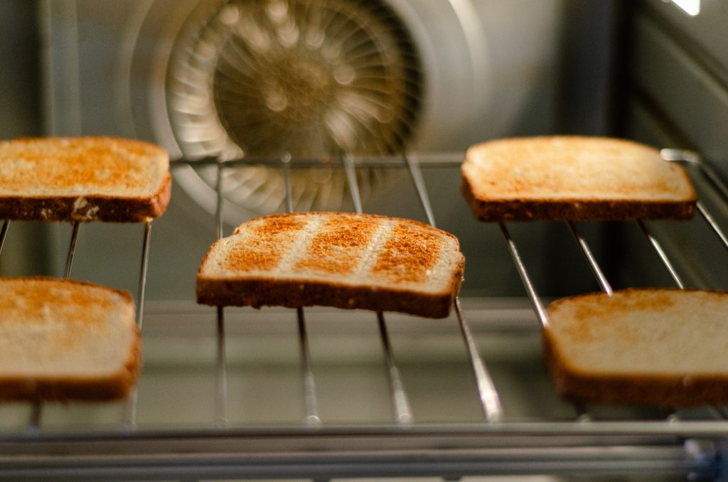 Using the baking rack for toasting bread in an air fryer can leave wide untoasted lines across the bottom of your toast.